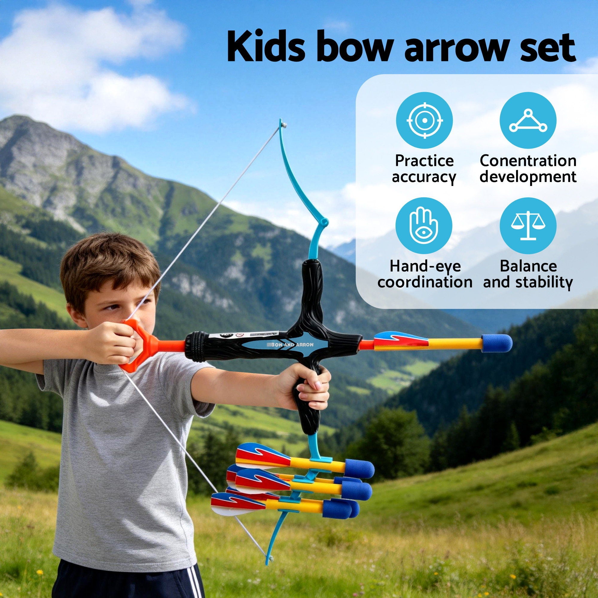 Keezi Kids Bow and Arrow Set Outdoor Sport Game Archery Toys 6 Arrows Children Gifts