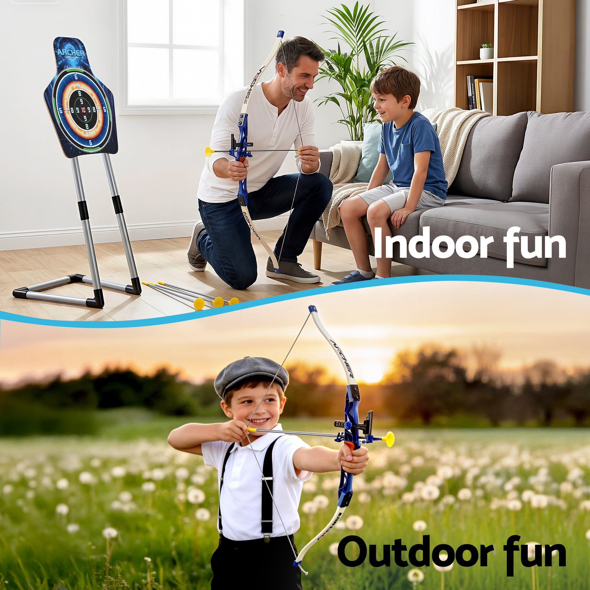 Keezi Kids Bow and Arrow Set Toy Archery Standing Target Suction Cup Arrows Goggles